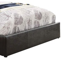 Contemporary Leatherette Queen Bed with Channel Design Headboard, Black