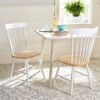 Safavieh Home Collection Parker Farmhouse Whitenatural Windsor Spindle Solid Wood Dining Chair Set Of 2