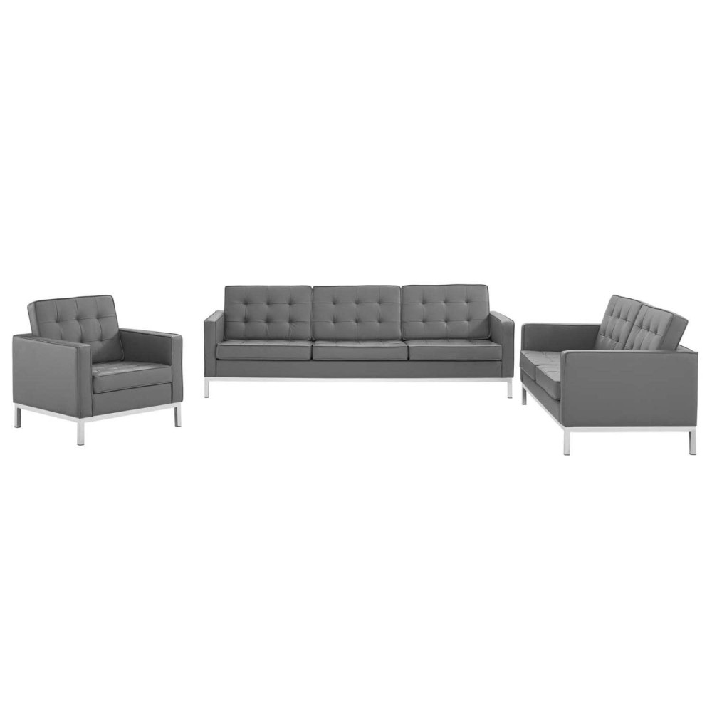 Modway Loft Living-Room-Furniture-Sets, Silver Gray