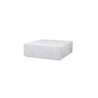 Whiteline Imports Cube Square Coffee Table In High Gloss Black Or White Marble With Casters
