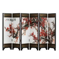 Tj Global Mini 9.5 Inch Tall 6-Panel Traditional Chinese Art For Home Decoration - Decorative Lacquerware, Home Decor, Lacquer, Oriental, Mini Divider (Cherry Blossom)
