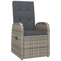 Vidaxl Armchair 2 Pcs, Wicker Patio Reclining Lounge Chair With Cushion, Outdoor Chair Furniture For Garden Backyard Lawn, Poly Rattan Gray