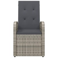 Vidaxl Armchair 2 Pcs, Wicker Patio Reclining Lounge Chair With Cushion, Outdoor Chair Furniture For Garden Backyard Lawn, Poly Rattan Gray