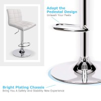 Modern Square Pu Leather Adjustable Bar Stools With Back,Counter Height Swivel Stool By Leopard - 1 Chair (White )