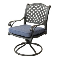 Patio Outdoor Dining Swivel Rocker Chairs With Cushion Set Of 2 Navy Blue(D0102H7C6J8)
