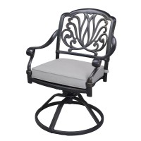 Patio Outdoor Aluminum Dining Swivel Rocker Chairs With Cushion, Set Of 2, Cast Silver(D0102H7C6Kj)