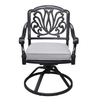 Patio Outdoor Aluminum Dining Swivel Rocker Chairs With Cushion, Set Of 2, Cast Silver(D0102H7C6Kj)