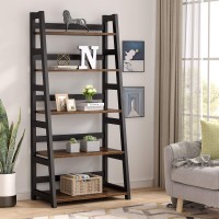 Tribesigns 5-Tier Bookshelf Industrial Bookcase, 5 Shelf Ladder Shelf Book Storage Shelf Organizer For Living Room, Home Office