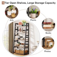 Tribesigns 5-Tier Bookshelf Industrial Bookcase, 5 Shelf Ladder Shelf Book Storage Shelf Organizer For Living Room, Home Office