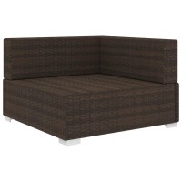 vidaXL Sectional Corner Chair with Cushions Poly Rattan Brown 48292