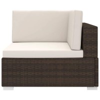 vidaXL Sectional Corner Chair with Cushions Poly Rattan Brown 48292