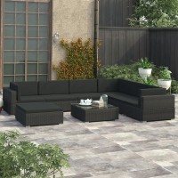 vidaXL 8 Piece Garden Lounge Set with Cushions Poly Rattan Black 48268