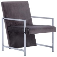 vidaXL Armchair with Chrome Feet Dark Gray Velvet 282269
