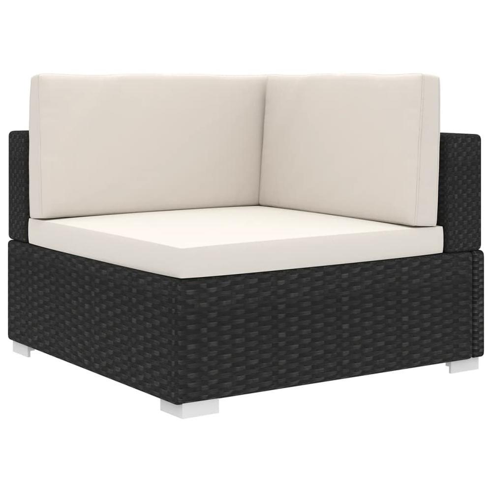 vidaXL Sectional Corner Chair with Cushions Poly Rattan Black 48293