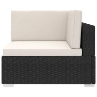 vidaXL Sectional Corner Chair with Cushions Poly Rattan Black 48293