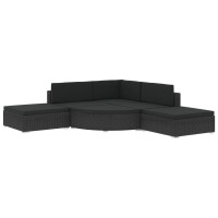 vidaXL 6 Piece Garden Lounge Set with Cushions Poly Rattan Black 48270