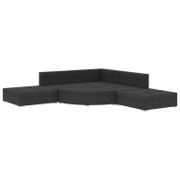 vidaXL 6 Piece Garden Lounge Set with Cushions Poly Rattan Black 48270