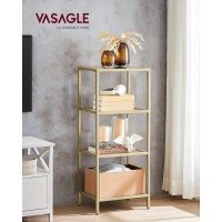 Vasagle Bookcase 4Tier Bookshelf Slim Shelving Unit For Bedroom Bathroom Home Office Tempered Glass Steel Frame Metallic