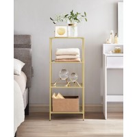 Vasagle Bookcase 4Tier Bookshelf Slim Shelving Unit For Bedroom Bathroom Home Office Tempered Glass Steel Frame Metallic