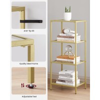 Vasagle Bookcase 4Tier Bookshelf Slim Shelving Unit For Bedroom Bathroom Home Office Tempered Glass Steel Frame Metallic