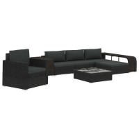 vidaXL 8 Piece Garden Lounge Set with Cushions Poly Rattan Black 48318