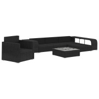 vidaXL 8 Piece Garden Lounge Set with Cushions Poly Rattan Black 48318