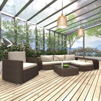 vidaXL 8 Piece Garden Lounge Set with Cushions Poly Rattan Brown 48315