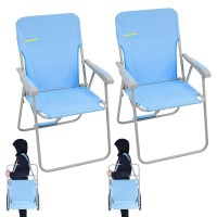 #Wejoy 2-Pack High Back Seat Outdoor Lawn Concert Beach Folding Chair With Hard Arms Shoulder Strap Pocket For Adults Camping Festival Sand, Supports 300 Lbs
