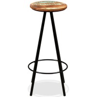 vidaXL 4X Bar Stools Sturdy Durable Industrial Polished Kitchen Restaurant Dining Bistro Pub Chair Seating Solid Reclaimed Wood Steel