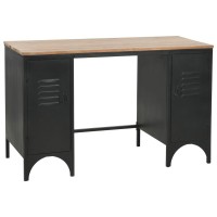 vidaXL Double Pedestal Desk Solid Firwood and Steel 472x196x299 246422