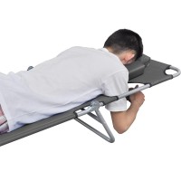 vidaXL Foldable Sunlounger with Head Cushion Adjustable Backrest Gray 44295