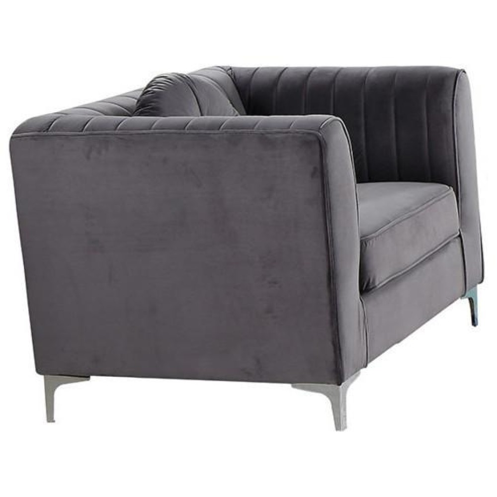 Best Master Carlise Velour Fabric Upholstered Living Room Accent Chair in Gray