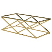 Best Master Rectangular Stainless Steel and Glass Coffee Table in ClearGold