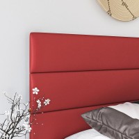 Boyd Sleep Napoli Upholstered Faux Leather Tri Panel Channel Headboard Platform Bed Frame Queen Red