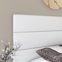 Boyd Sleep Napoli Upholstered Faux Leather Tri Panel Channel Headboard Platform Bed Twin White