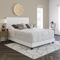 Boyd Sleep Napoli Upholstered Faux Leather Tri Panel Channel Headboard Platform Bed Frame King White