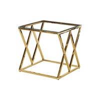 Best Master Square Stainless Steel and Glass End Table in ClearGold