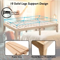 Giantex 14 Inch Queen Wood Platform Bed Frame, Minimalist Mattress Foundation With Solid Rubber Wood, Heavy Duty Wood Slat Support, Without Headboard, Easy Assembly, No Box Spring Needed, Natural