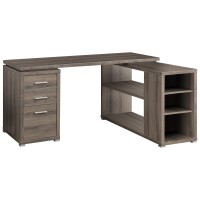 Homeroots Office 47.25-Inch X 60-Inch X 29-Inch Dark Taupe Particle Board Hollow-Core - Computer Desk