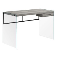 2375 X 48 X 30 Grey Black Clear Particle Board Glass Metal Tempered Gl Computer Desk