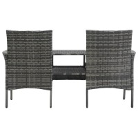 vidaXL 2Seater Garden Sofa with Tea Table Poly Rattan Anthracite 47751