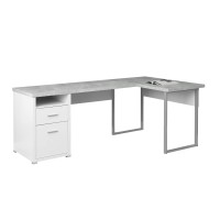 Homeroots Office 47-Inch X 78-Inch X 30-Inch White Grey Silver Particle Board Hollow-Core Metal - Computer Desk