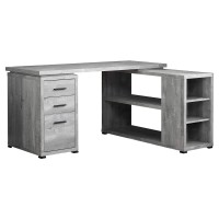 Homeroots Office 47.25-Inch X 60-Inch X 29-Inch Grey Particle Board Hollow-Core - Computer Desk