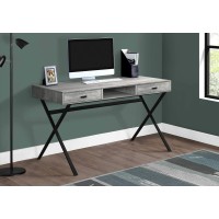 Homeroots Office 29.25-Inch Grey Reclaimed Wood Particle Board And Black Metal Computer Desk