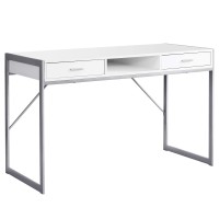 Homeroots Office 22-Inch X 48-Inch X 30-Inch White Silver Metal - Computer Desk