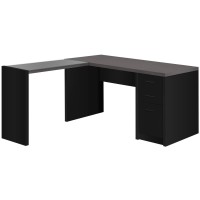 Homeroots Office 5525 X 60 X 30 Black, Clear, Grey, Particle Board, Hollow-Core - Computer Desk