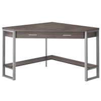 Homeroots Office 42-Inch X 42-Inch X 30-Inch Dark Taupe Silver Particle Board Hollow-Core Metal - Computer Desk