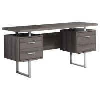 Homeroots Office 2375 X 60 X 3025 Dark Taupe, Silver, Particle Board, Hollow-Core, Metal - Computer Desk With A Hollow Core