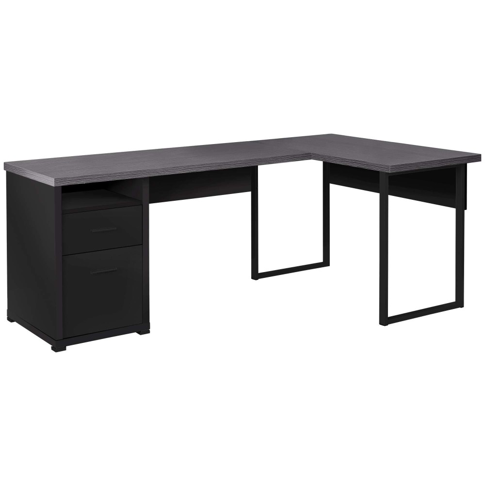 Homeroots Office 47.25-Inch X 78.75-Inch X 30-Inch Black Grey Particle Board Hollow-Core Metal - Computer Desk