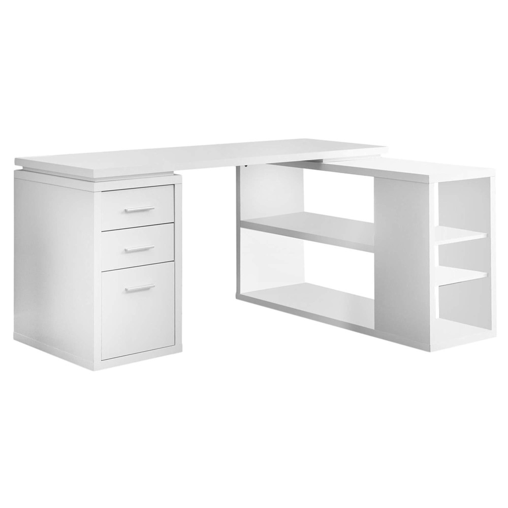 Homeroots Office 47.25-Inch X 60-Inch X 29-Inch White Particle Board Hollow-Core - Computer Desk